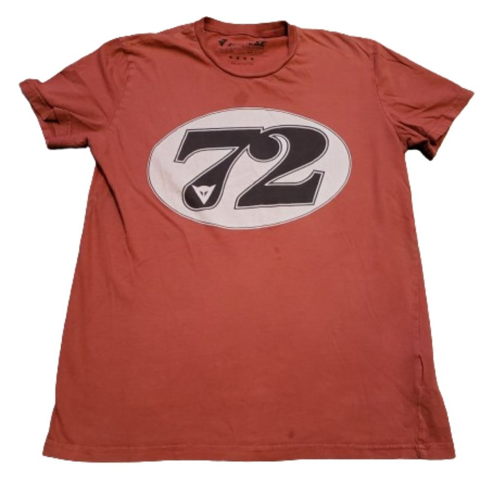 Dainese Speed Leather 72 T-Shirt Men's Small S Red Orange Motorcycle Biker Tee